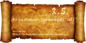 Kriszhaber Seherezádé névjegykártya